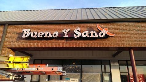 Channel lettering LED- Bueno Y Sano W. Springfield MA - Fabricated channel lettering internally lit using LED lighting