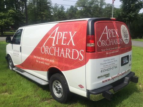 APEX Orchards Van partial wrap graphics